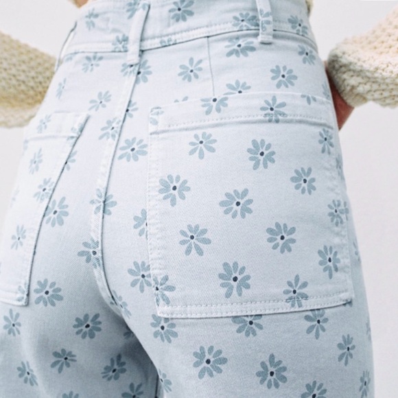 Zara Light Blue Marine Floral High Rise Jeans size 6 - Picture 5 of 10